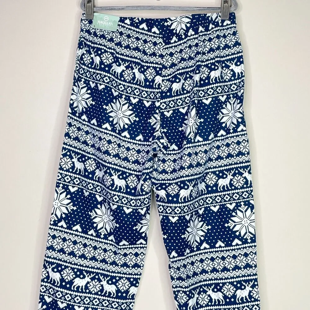 New Magellan Flannel Lounge Moonlight Ocean Fair Isle Pant Women's Size Large